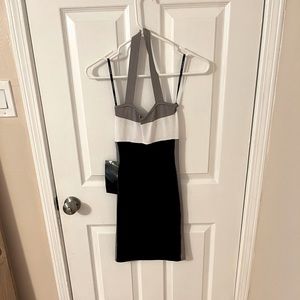 Bebe black, white and grey body on dress